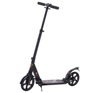 HOMCOM Foldable Kick Scooter, Adjustable Height, 94L x 38W x 90-105Hcm-Black