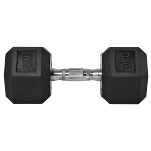 HOMCOM 20KG Single Rubber Hex Dumbbell Portable Hand Weights Dumbbell Home Gym