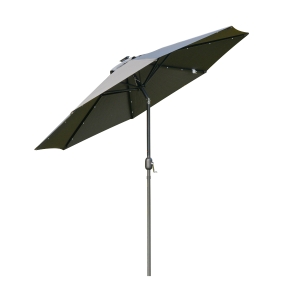 Outsunny 2.7m Patio LED Umbrella with Push Button Tilt/Crank 8 Rib Sun Shade Parasol