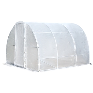 Outsunny Polytunnel Greenhouse Transparent PE Walk-In Metal Frame 300x300x200cm