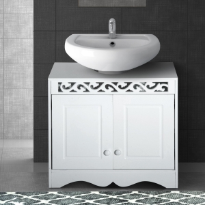 HOMCOM 30Dx60Wx56H cm Under Sink Cabinet, MDF-White