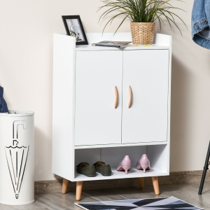 HOMCOM Shoe Cabinet Storage Organizer with Doors and Shelves for Hallway & Entryway