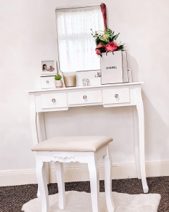 HOMCOM MDF 5-Drawer Dressing Table w/ Stool White