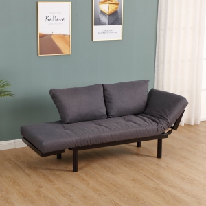 HOMCOM Steel Frame 3-Position Convertible Sigle Sofa Bed Black