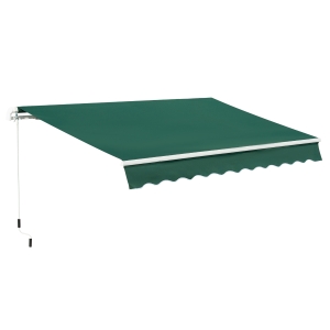 Outsunny 4x2.5m Manual Awning Window Door Sun Weather Shade w/ Handle Green