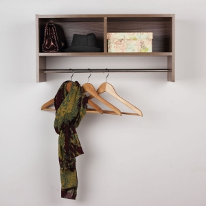 HOMCOM Wall Mounted Coat Hook W/ Shelf-Oak