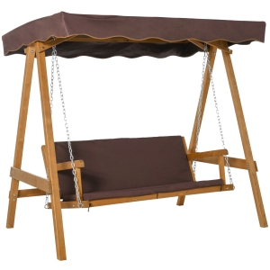Outsunny Outdoor Swing Chair 3-Seater W/ Adjustable Canopy Cushioned Hammock Patio Garden