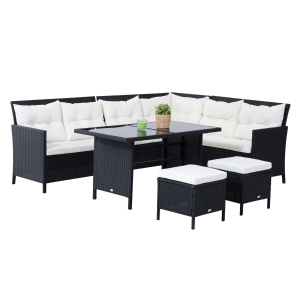 Outsunny 6 Psc Rattan Sofa Set-Black