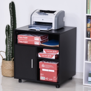 HOMCOM Particle Board 4-Compartment Storage Unit Black