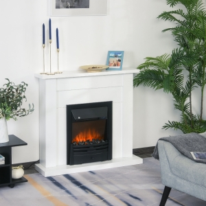 HOMCOM 1000W/2000W 5-Level MDF Electric Fireplace Heater Modern Fireplace w/ Remote-White