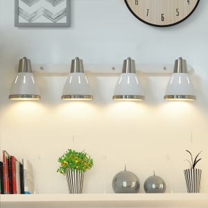 HOMCOM 4 Lights Adjustable Wall Lamp, Ф13x16Hx72L cm, Metal-White