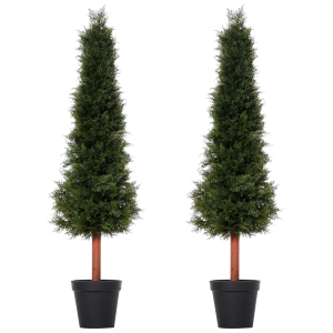 Outsunny Set of 2 Artificial Pine Trees Fake Plant Potted Home Office Décor, 150cm