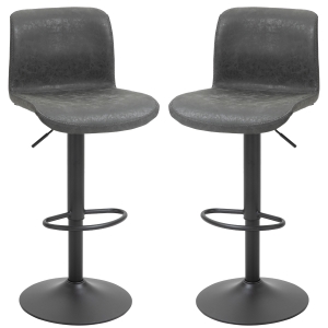 HOMCOM Retro Barstools Set of 2 PU Leather Adjustable Height Swivel Bar Chairs