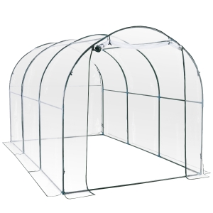 Outsunny Large Transparent PVC Tunnel Walk in Greenhouse Steel Frame Plant Vegetable Flower Grow House