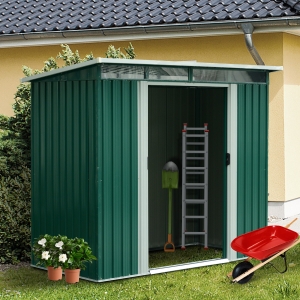Outsunny 3.9 x 8ft Corrugated Steel Garden Shed - Green