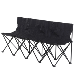 Outsunny 4 Seat Sport Bench Camp Seat Folding Portable Team Bench with Carrying Bag - Black