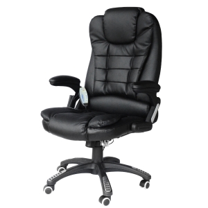 HOMCOM PU Leather Office Chair W/Massage Function, High Back-Black