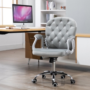 Vinsetto Velour Office Chair Diamante Tufted Padded Ergonomic 360° Swivel Base 5 Castor Wheels Grey