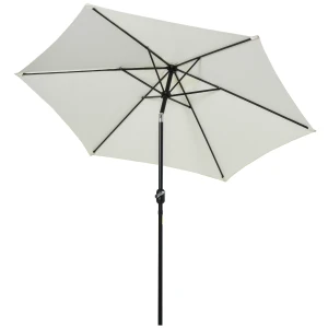 Outsunny Garden Parasol 2.7m Patio Umbrella with Tilt and Crank Mechanism, Aluminium Frame, Cream White