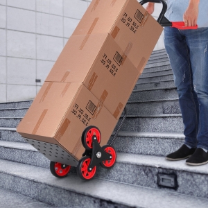 DURHAND Steel Climbing Handling Trolley w/Hand Trucks 6-Wheels Load Cart 150kg