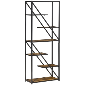 HOMCOM Industrial Storage Shelf Bookcase Floor Standing Display Rack with Metal Frame