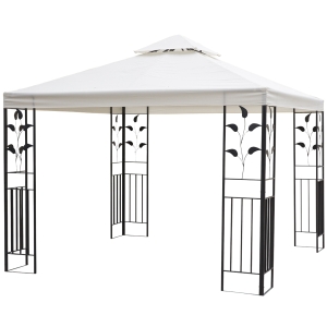 Outsunny 3m x 3m Vented Roof Metal Frame Garden Gazebo Cream