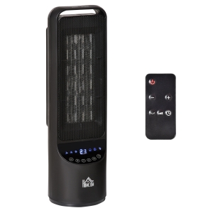 HOMCOM Ceramic Tower, Indoor Space Heater W/ 45° Oscillation Remote Control Timer