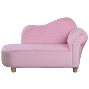 HOMCOM Velvet Kids Chaise Lounge Sofa-Pink