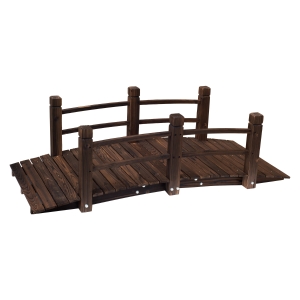 Outsunny Garden Décor Bridge W/Railings, 152.5Lx67Wx48H cm, Fir Wood-Stained Wood Colour