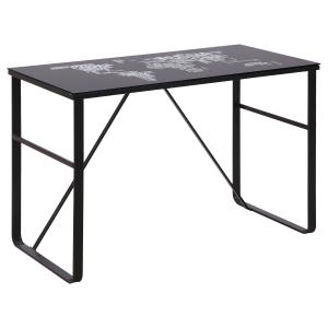 HOMCOM Glass Top Writing Desk Working Station Computer Table for Home, Office, Black
