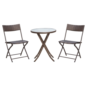 Outsunny 3pc Wicker Rattan Bistro Set-Brown