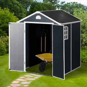 Outsunny 6.3 x 6.2ft Metal Frame & Latched Door Garden Shed - Grey