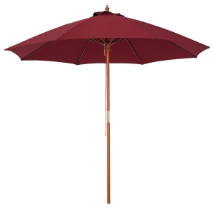 Outsunny 2.5m Wooden Garden Parasol Sun Shade Patio Market Umbrella Canopy Wine Red