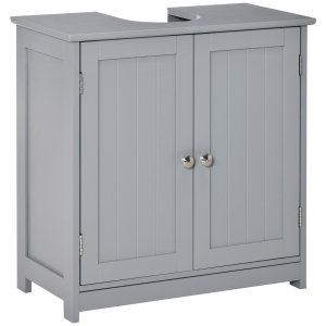 kleankin 60x60cm Under-Sink Storage Cabinet w/ Adjustable Shelf Handle Grey