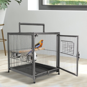Pawhut Bird Travel Cage Parrot Cage, 46Lx36Wx56H cm, Metal-Black