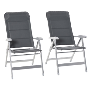 Outsunny 2 Pcs Folding Dining Chair w/ Adjustable Back Portable for Camping Patio Garden