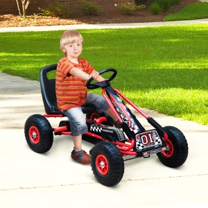 HOMCOM Pedal Go Kart W/EVA Wheels-Red/Black