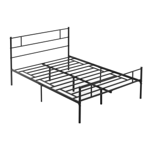 HOMCOM Double Metal Bed Frame w/ Headboard and Footboard, Underbed Storage Space Black