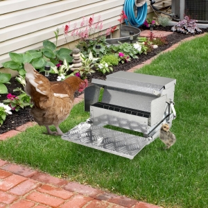 PawHut Galvanised Steel Anti-Slip Automatic Chicken Feeder