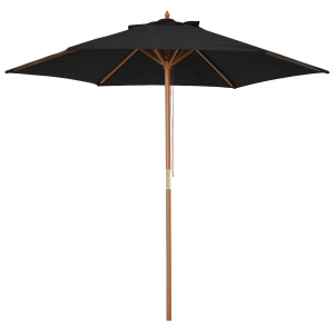 Outsunny 2.5m Wood Garden Parasol Sun Shade Patio Outdoor Wooden Umbrella Canopy Teak