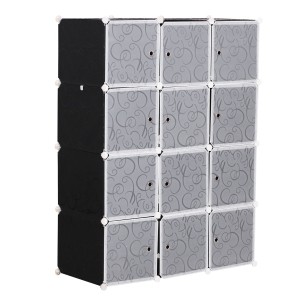 HOMCOM DIY Portable Wardrobe Closet, 111L x 47W x 145Hcm-Black/White