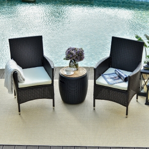 Outsunny 2 PC Rattan Chairs Set-Dark Coffee