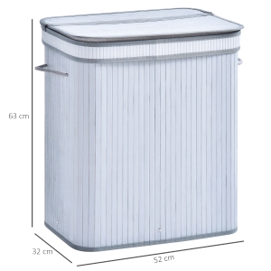 HOMCOM 100L Flip Lid Bamboo Laundry Basket Grey
