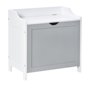 kleankin Bathroom Laundry Cabinet Bin Free Standing Towel Storage Toy Chest