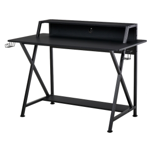 HOMCOM eSports Designed Competitive Gamer Desk with Cup Holder and Headset Rack, Black