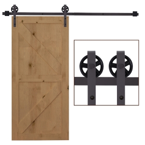 HOMCOM 6ft Modern Single Sliding Barn Door Track Kit Set Closet Hardware for Single Wooden Door