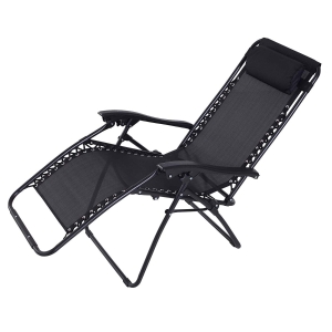 Outsunny Zero Gravity Adjustable Chair, Steel Frame, Texteline-Black