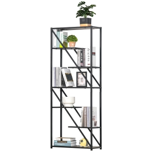 HOMCOM Industrial Storage Shelf Bookcase Floor Standing Display Rack with Metal Frame
