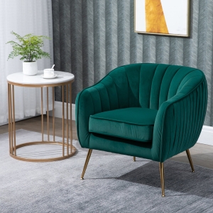 HOMCOM Accent Chair Velvet-Look Armchair Tub Chair Living Room Furniture Emerald Green