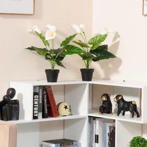 HOMCOM Set of 2 Artificial Realistic Calla Lily Flower, Faux Decorative Plant in Nursery Pot for Indoor Outdoor DÃ©cor, 55cm